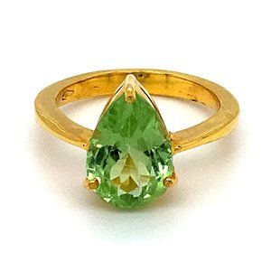 Peridot 3.05ct Solid 18K Yellow Gold Ring
